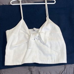 White Abercrombie and Fitch Knot Crop Top